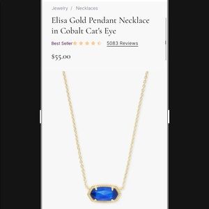 Kendra Scott Elise Gold Pendant Necklace in Cobalt Cat’s Eye